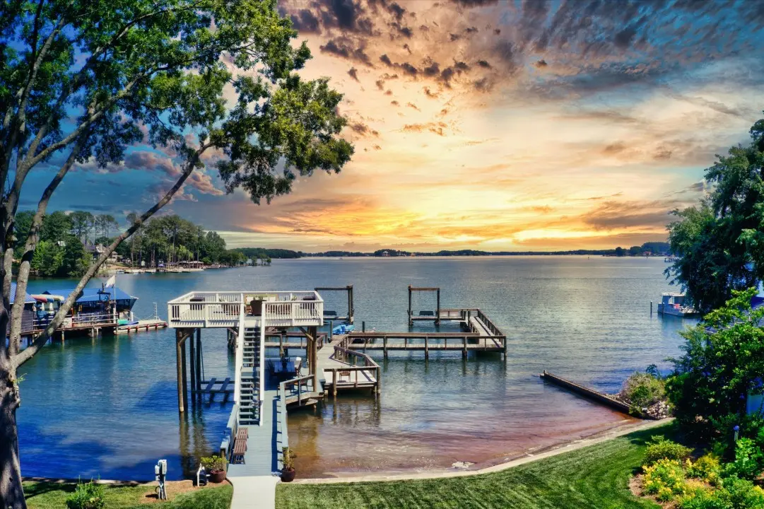 Golden hour over Lake Norman dock